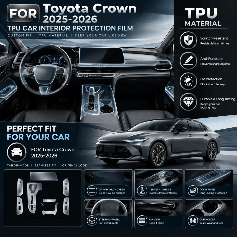 For Toyota Crown 2025 2026 Full Set Invisible Interior TPU Film Anti Scratch Auto Interior Protective Trim Accessories