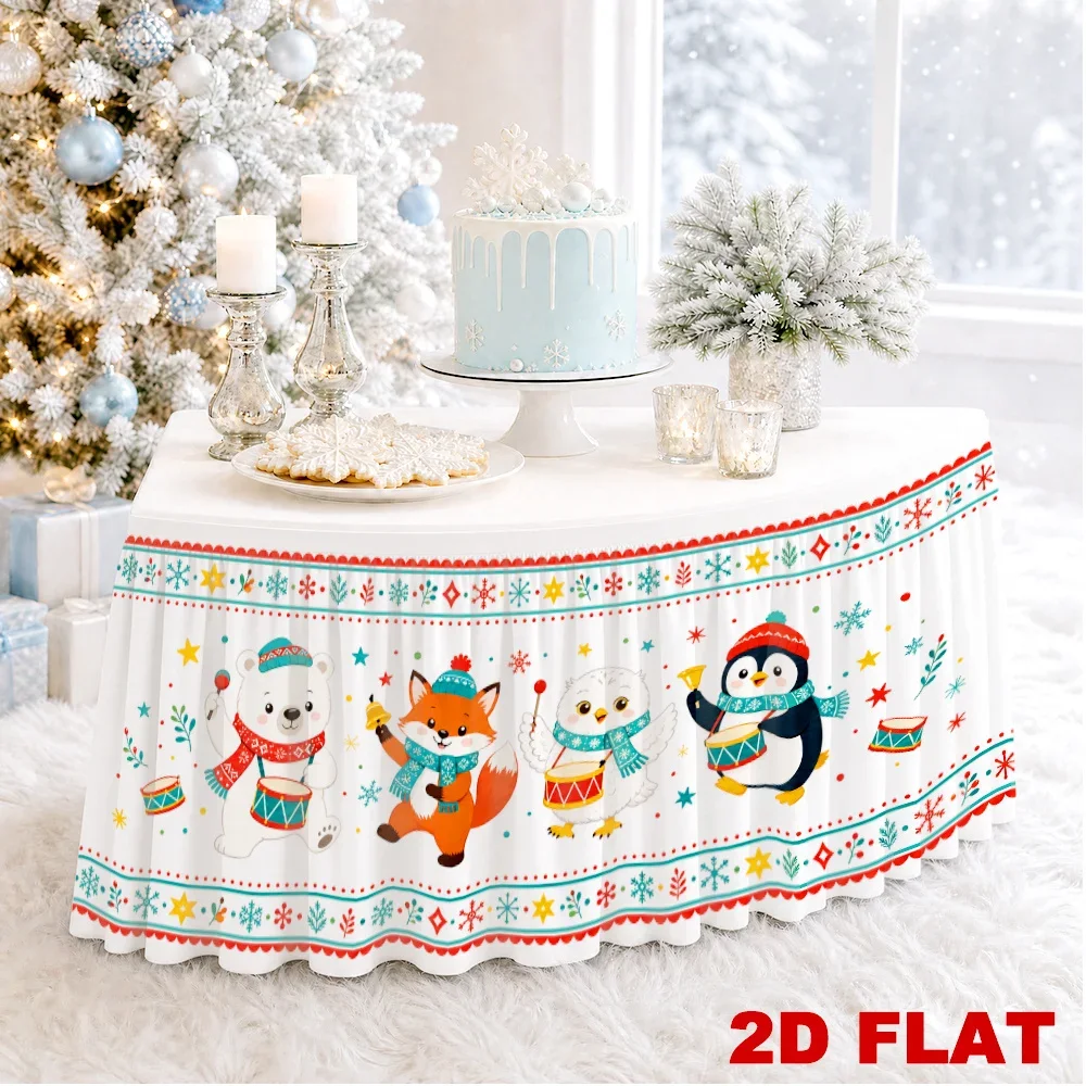 Two-dimensional plane, a winter animal snowflake tablecloth, suitable for back-to-school season, Halloween, and Thanksgiving