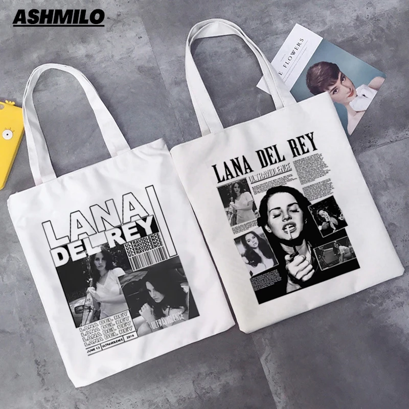 Shoulder Bag Lana Del Rey Printed Fans Bags Women Shopper Shopping Bags Girls Cartoon Canvas Fans Handbag High Capacity Tote Bag