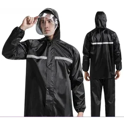 Traje de lluvia impermeable para hombre y mujer, abrigo transpirable con tira reflectante, pantalones para viajes, pesca y senderismo