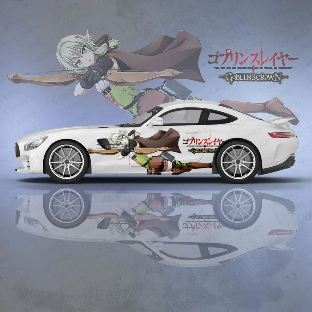 أنيمي عفريت القاتل فتاة سيارة ملصق ، العالمي كبير الفينيل التفاف ملصق ، مخصص سيارة ملصق ل Univers الديكور ، 2 قطعة