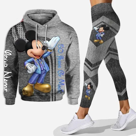 Free custom name Mickey Mouse Hoodie and Leggings Suit women\'s Diseny Minnie Hoodie Yoga Pants Sweatpants Fashion Tracksuit set