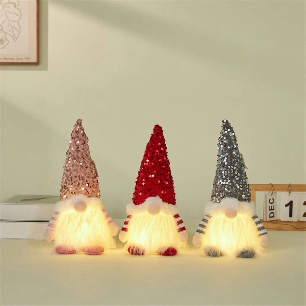 Gnomo elfo bambola natalizia a LED incandescente da 30 cm con decorazioni natalizie a luce LED per la casa Natale Navidad Nuovo