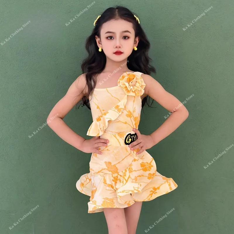 

Rumba Tango Salsa Latin Dance Costume Girls Dance Skirt Ballroom Dress Standard Girls Samba Dancing Dress Latin Practice Dress