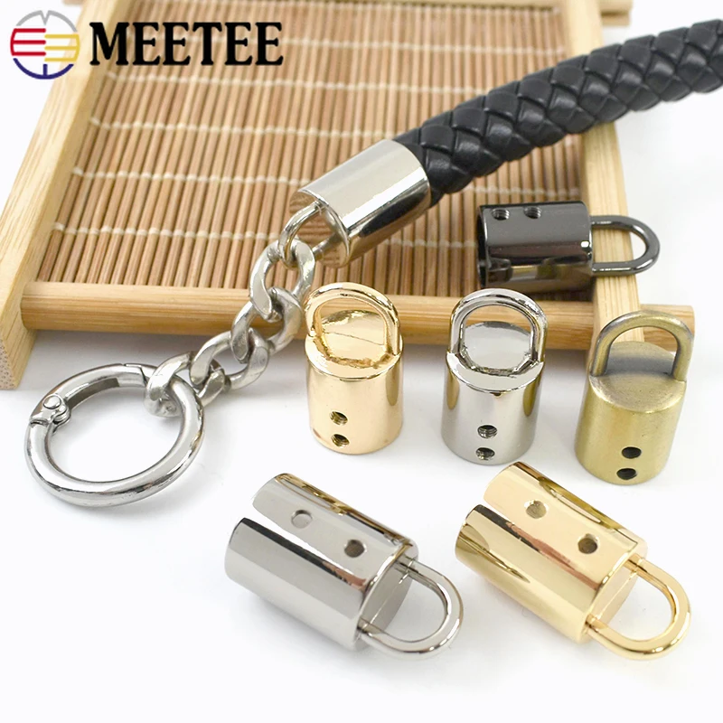 

5-50Pcs 11/14mm Metal Cord End Caps with Loop Tassel Leather Rope Lock Buckles Bag Strap Hanger Stopper DIY Hardware Accessories