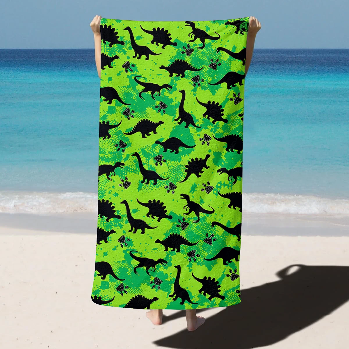 1PC Towel Cute Dinosaur silhouette art pattern Perfect gifts Quick-Dry Beach Towel For Yoga Tourism Beach GYM Camping Swimming
