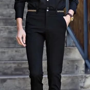 Black Suit Pants for Men Spring and Autumn Stretchy and Non-Ironing Office Trousers Slim Fit Formal Pants for Men Dress Pants