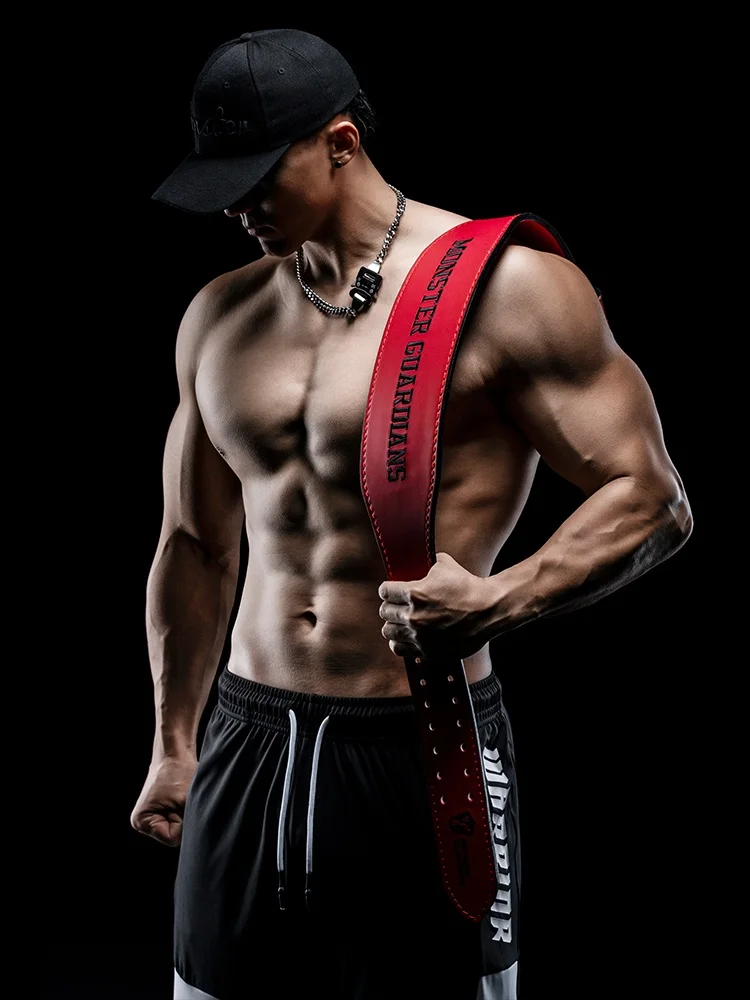 

MSGD Profional Leather Fitn Waist Belt for Squat Deadlift Strength Training Weight Lifting Sports Waist Support for Men...