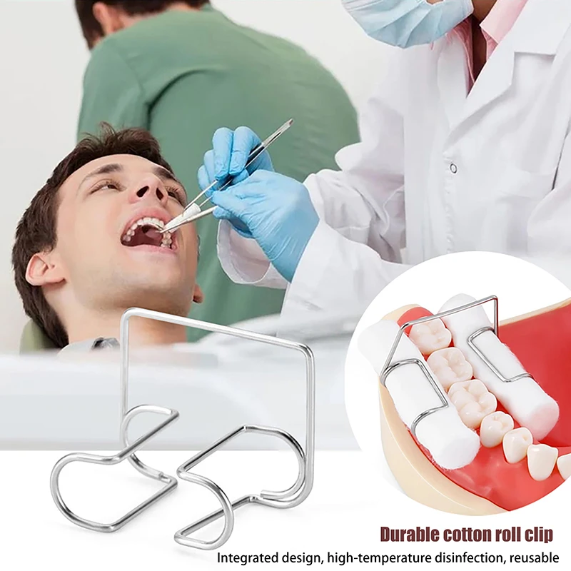 

4Pcs/Box Stainless Steel Dental Cotton Roll Holder Clip Orthodontic Tool Clinic Autoclavable Cotton Holder Lab Supplier