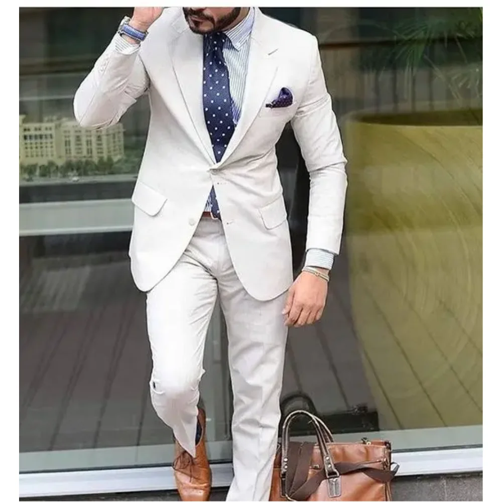 

Latest White Suit Men Blazer Beach Wedding Groom Men Suit With Pants Terno Tuxedo Casual Slim Jacket Costume Homme Mariage