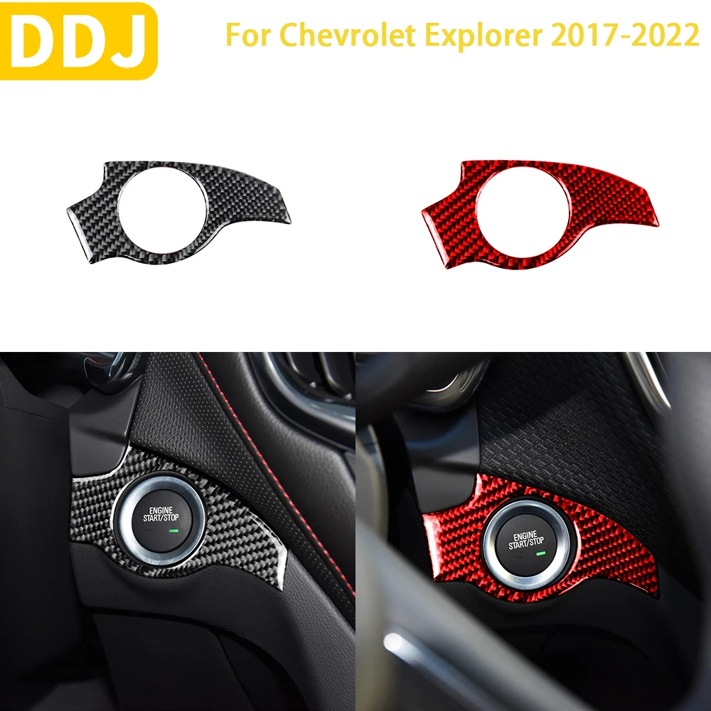 

For Chevrolet Explorer 2017 2018 2019 2020 2021 2022 Accessories Carbon Fiber Car Interior Start Button Frame Trim Sticker