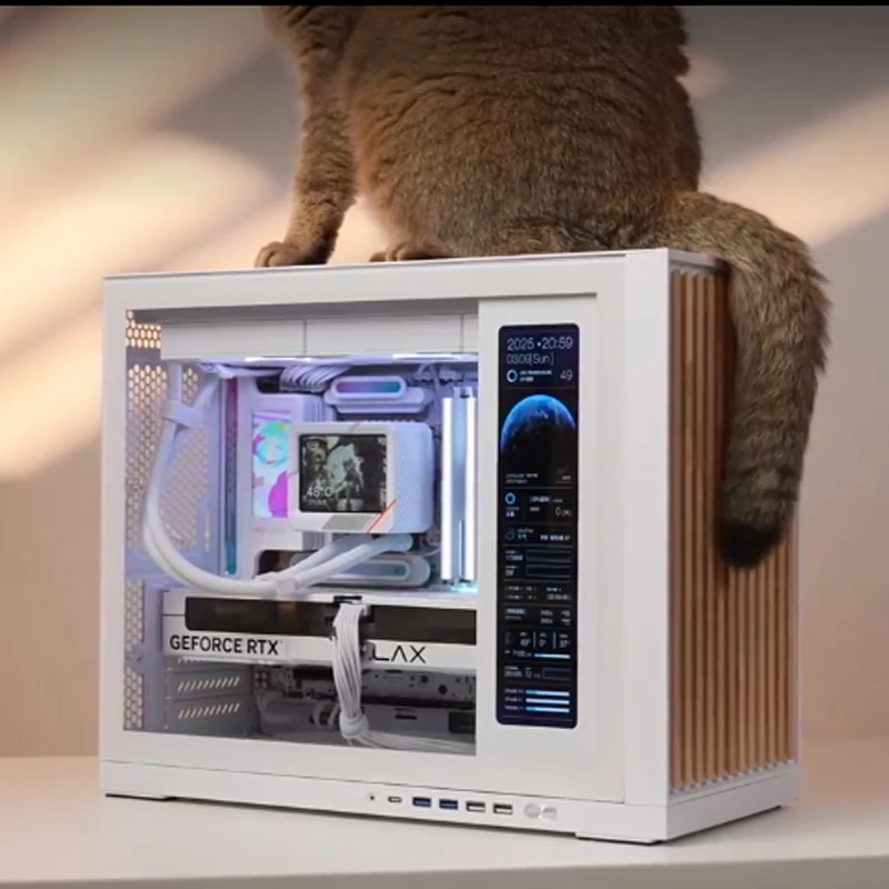 G600 Itx Case Matx lado de madera maciza transparente 360 refrigerado por agua con pantalla secundaria juego de deportes de escritorio chasis de Host portátil
