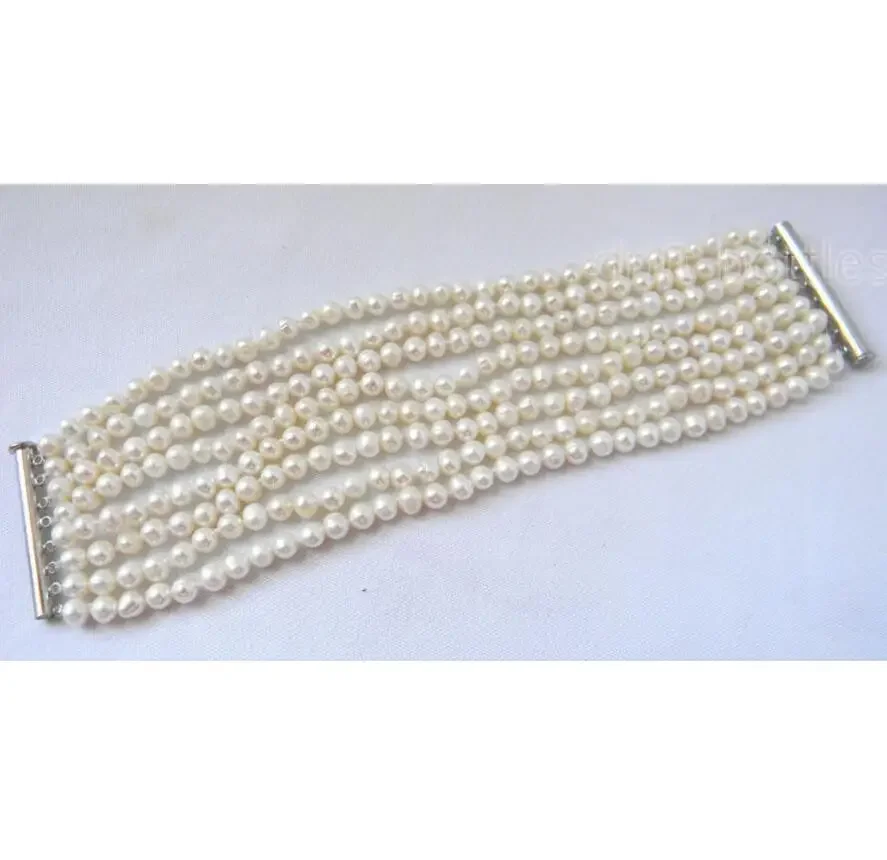 

8'' 8Strds 6mm White Round Freshwater Pearl Bracelet