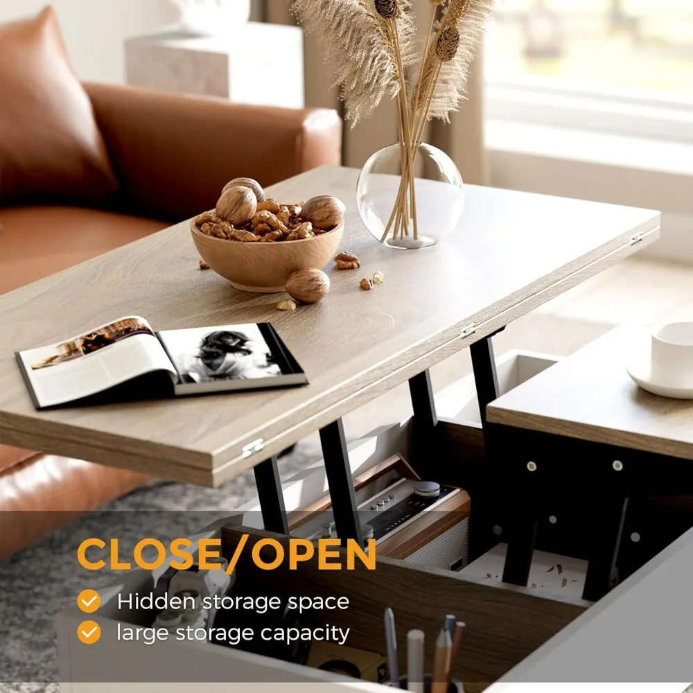 3 in1 Lift Top Coffee Table,  Multifunction Coffee Table, Coffee Table Converts to Dining Table, Lift Top Dining Table Work Desk