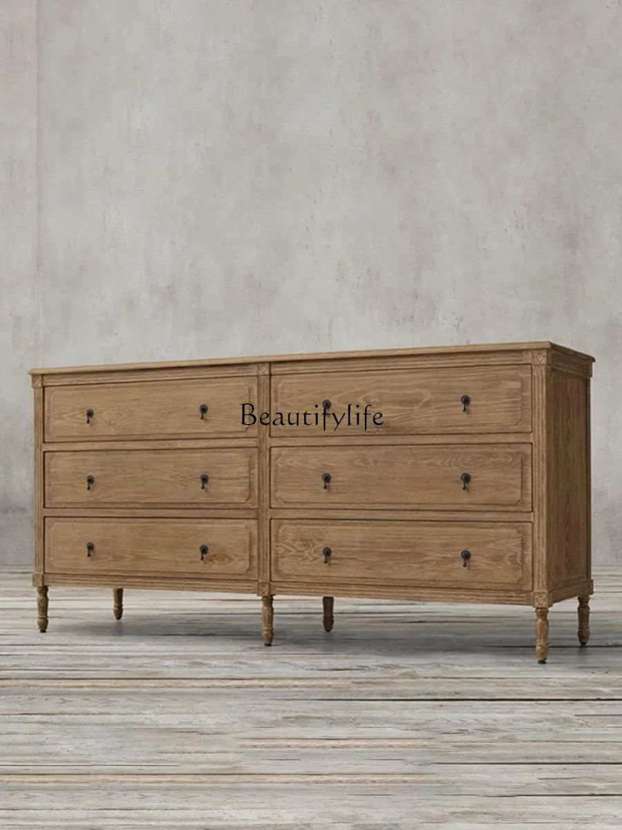 

LD33Export Foreign Trade French Country Chest of Six Drawers Solid Wood Storage Nordic Retro Style
