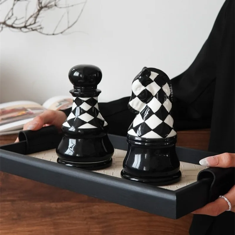 Creative Ceramic Chess Toothpick Holder Household High-value Dust-proof Dental Floss Cotton Swab Storage Jar Housewarming Gift