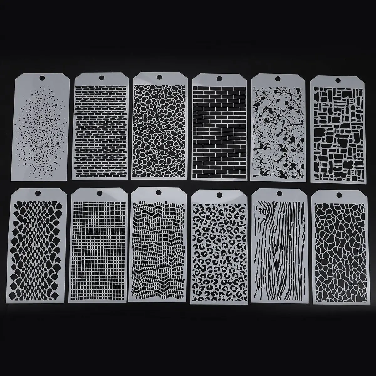 MALL 12 Pieces Stencils for Crafts, Brick Dot Layering Stencils Mixed Media Art Texture Stencils for Painting on Card Making