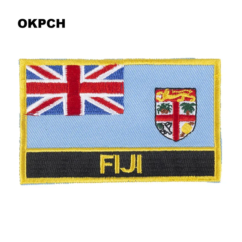 Fiji Flag Embroidery Patches Iron on Saw on Transfer patches Sewing Applications for Clothes in Home&Garden