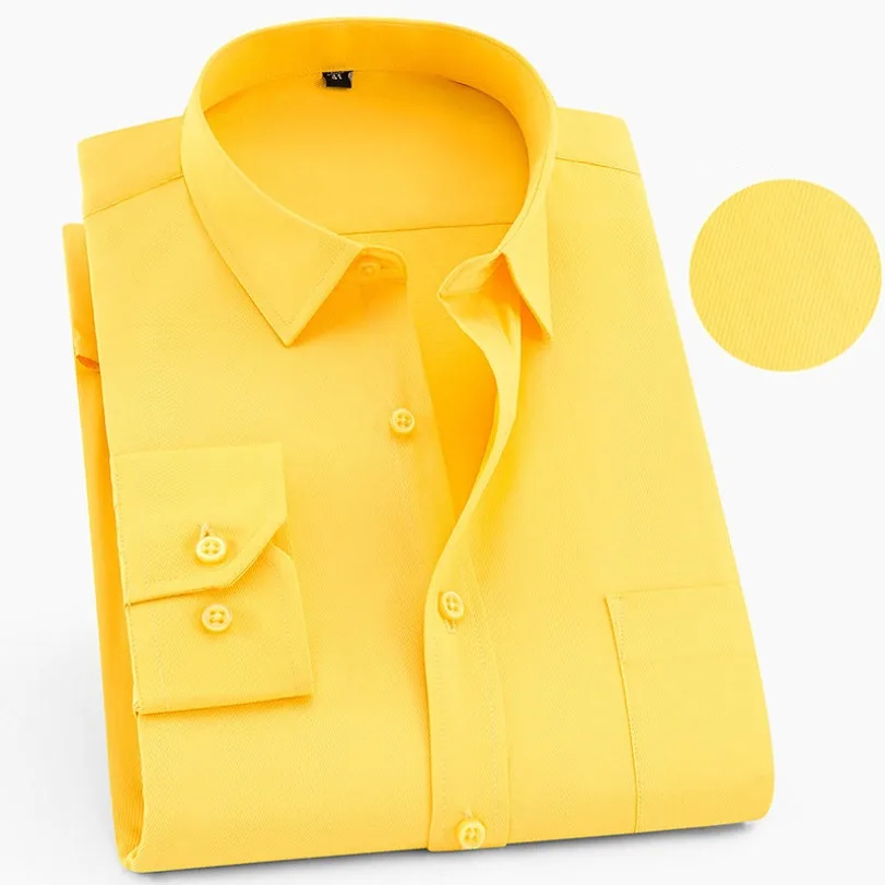 Plus Large Size 9XL 8XL 7XL Męskie koszule z długim rękawem Slim Fit Męska koszula biznesowa Moda Marka Solid Color