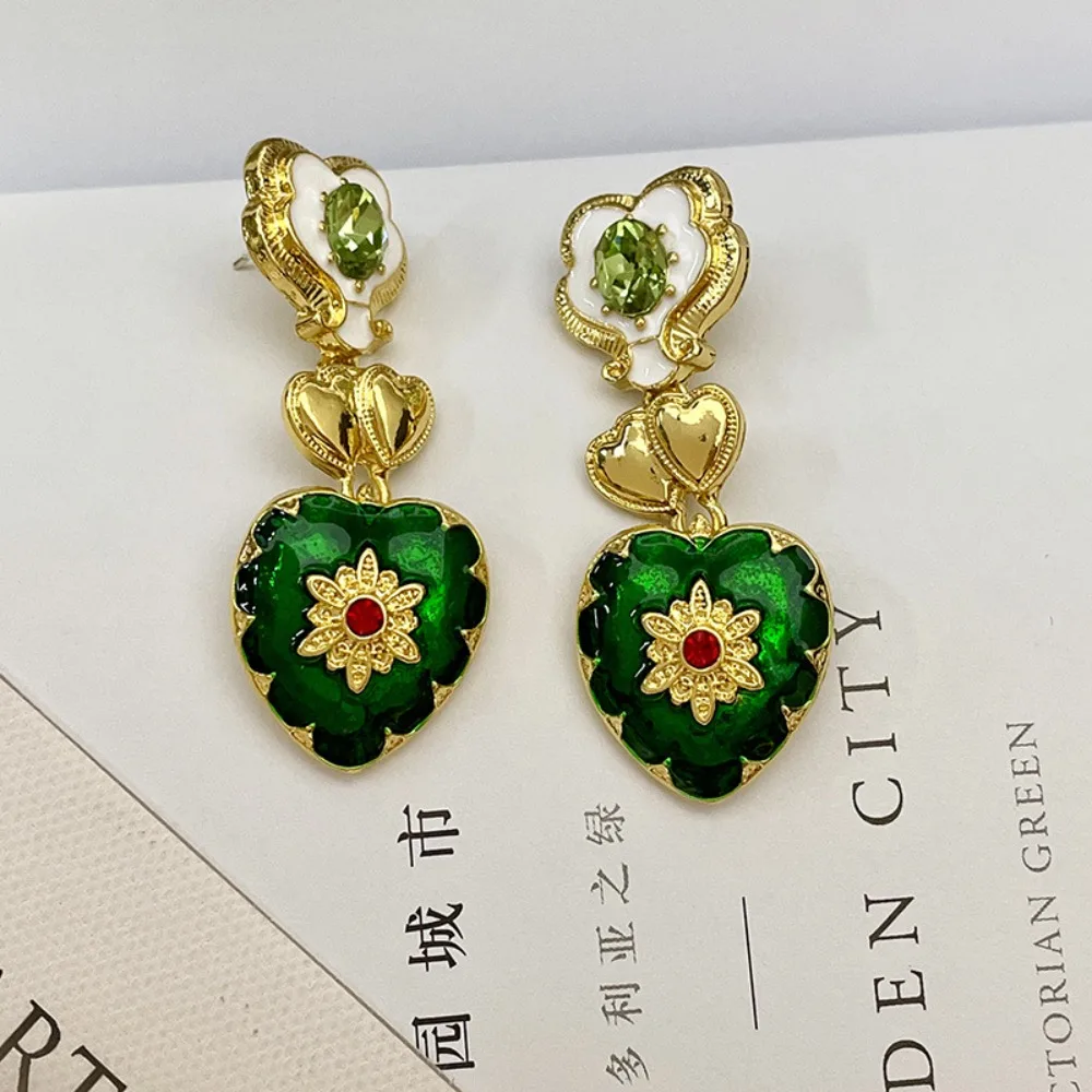 مجوهرات منحوتة فنية ملونة ، قلادة على طراز المحكمة العتيقة ، قلب زهرة القرون الوسطى ، سوار إغاثة القصر ، سوار قديم ، زوج واحد