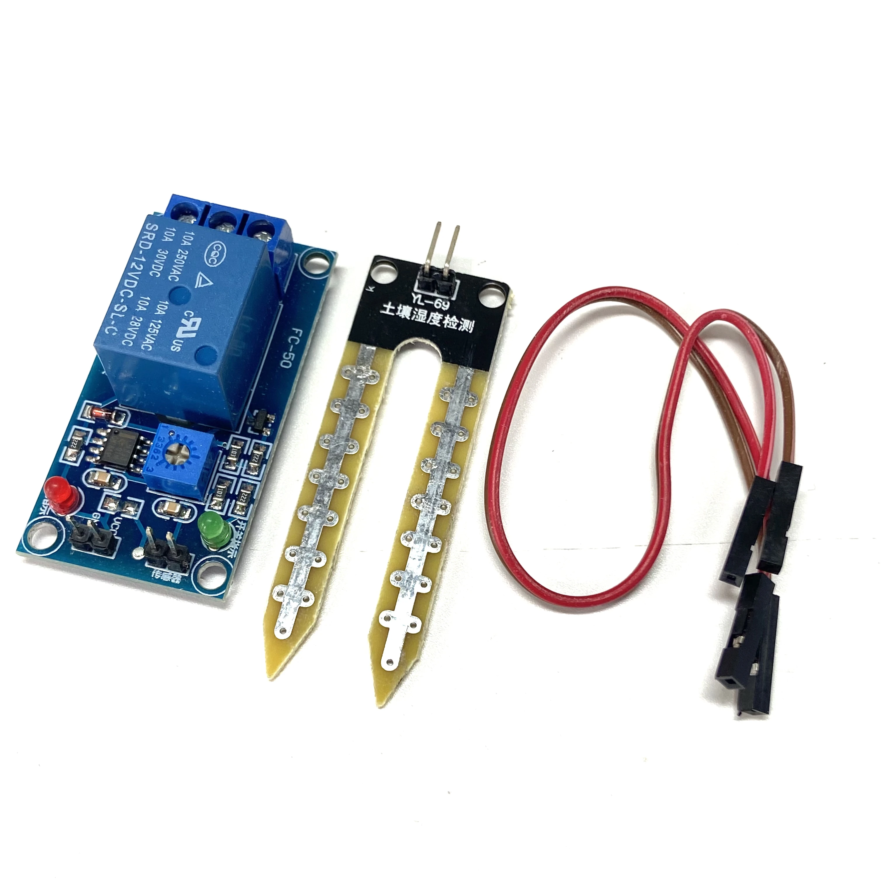 12V Soil Moisture Sensor Relay Control Module Below Moisture Level Activates Switch for Automatic Watering