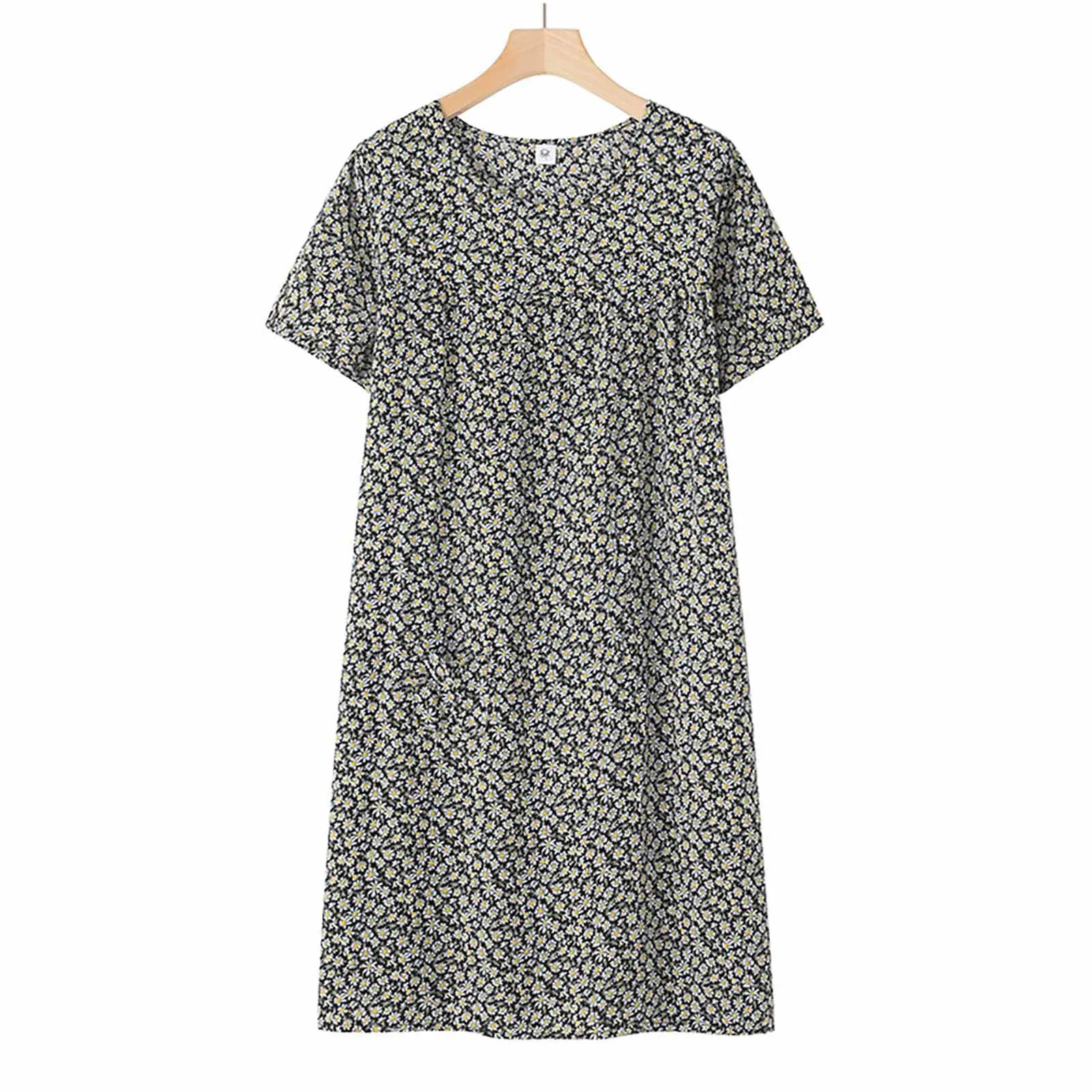 Causal Night Wears For Women Nightshirt Loose Ladies Nightgowns Short Sleeve Printed Nightdress Oversized Home Dress For Women