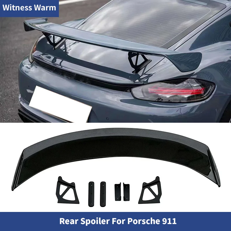 Kit carrosserie style GT4 pour Porsche 981 718 987 997 998 911, aileron de coffre arrière en fibre de carbone forgée