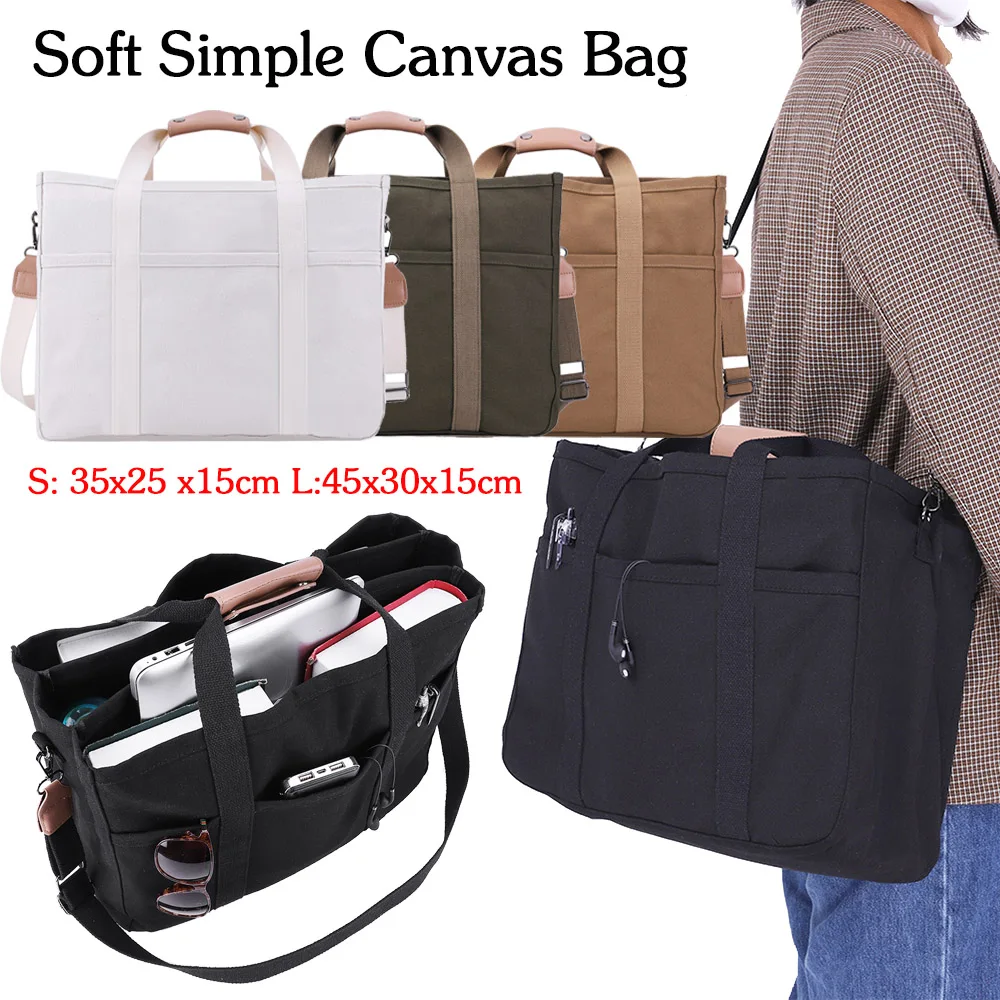 Stylish Canvas Bag Tote Bag Women Versatile Shoulder Bag Soft Simple Mummy Bag with Adjustable Strap for Shopping Work Daily Use