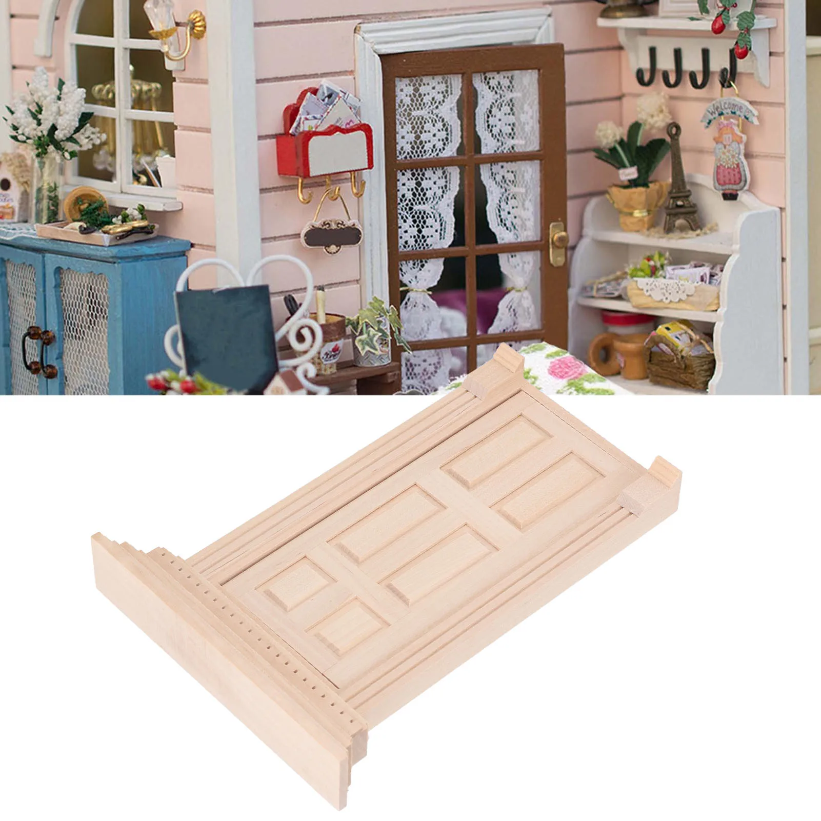 ZK30 1:12 pannello porta in legno miniatura casa delle bambole 6 telaio porta griglia mobili non verniciati accessori casa delle bambole