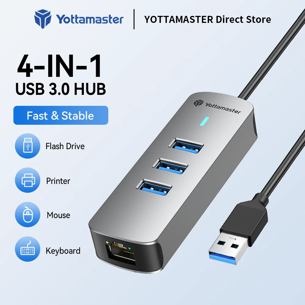Yottamaster USB Ethernet Adapter 2500Mbps USB3.0 HUB RJ45 Lan for Laptop PC Xiaomi Mi Box Macbook Windows USB-C HUB Network Card