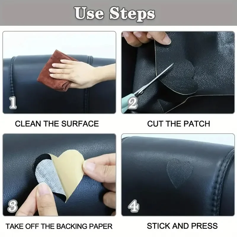 Zelfklevende Pu Lederen Stof Reparatie Patch Voor Sofa Auto Interieur Stoel Stoel Gerenoveerde Zwart Lederen Materiaal Tape Stickers