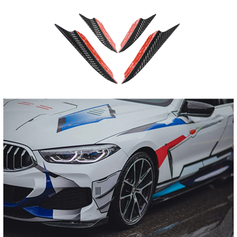 Real Dry Carbon Fiber Car Front Bumper Wind knife Splitter Spoiler Canard Air Knife Surround Trim For BMW 8 Series G16