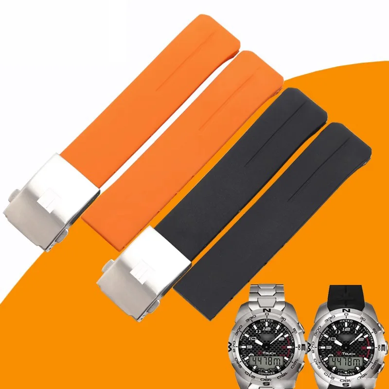 High Quality Rubber Silicone Watch Strap For Tissot 1853 Tengzhi T-Touch Original T013 Watchband T047T081T33 Men Bracelet  20mm