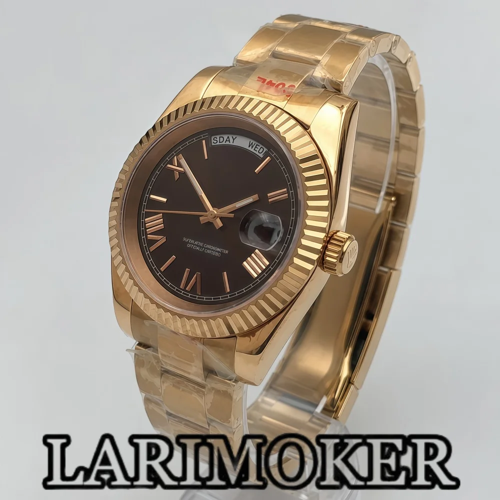 

LLARIMOKER 36MM 39MM Men's Rose Gold Mechanical Watch Roman Numeral Markers Miyota 8285 Automatic Movement Sapphire Crystal