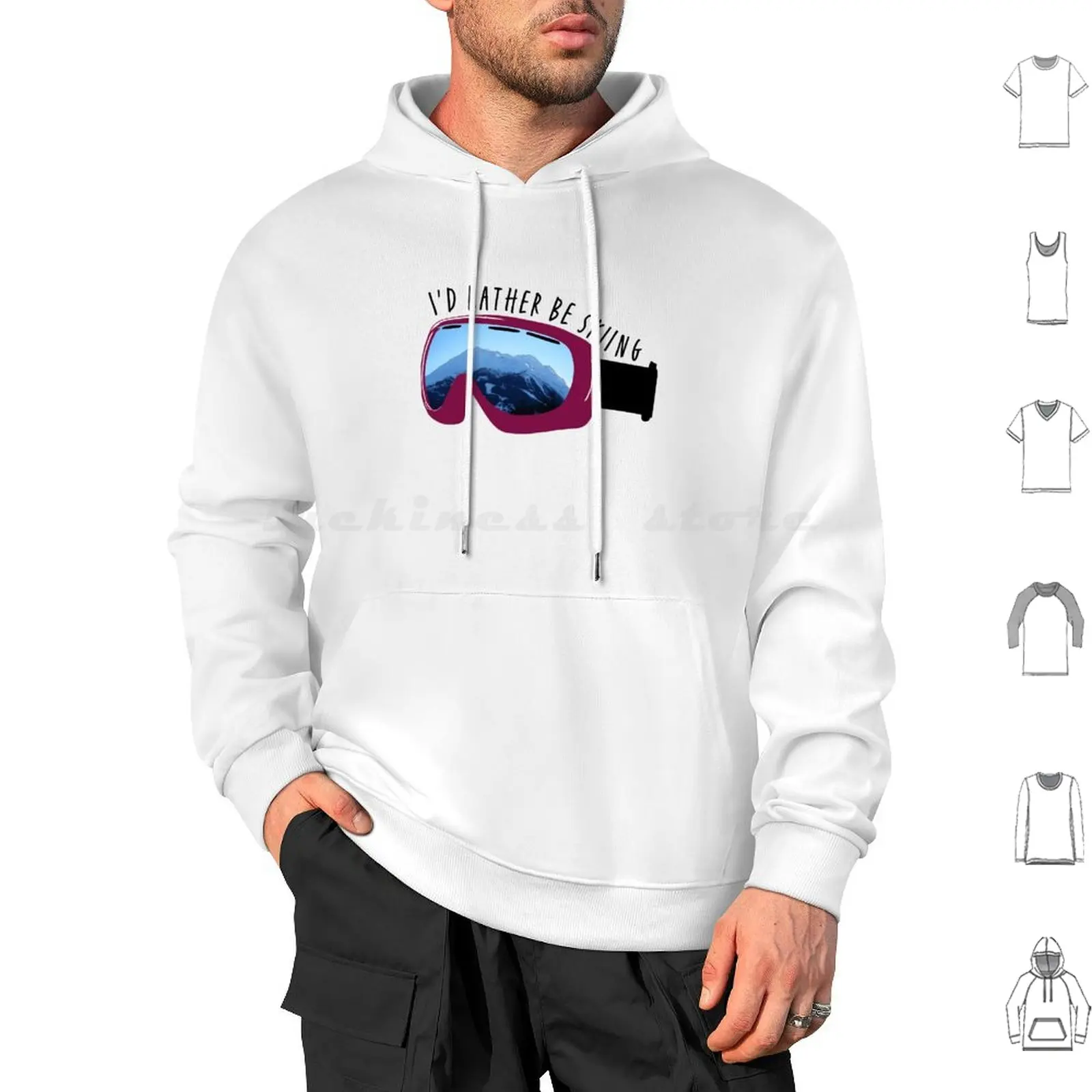 I'd Rather Be Skiing Ski Goggles ( Pink Red ) Hoodie cotton Long Sleeve Id Rather Be Skiing Skiing Skier Ski Mountain Swiss