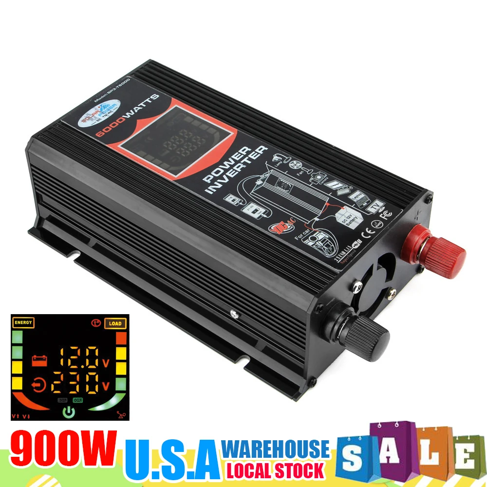 

6000W Car Power Inverter DC12V To AC110V Converter Dual USB Charger Ports LED Display