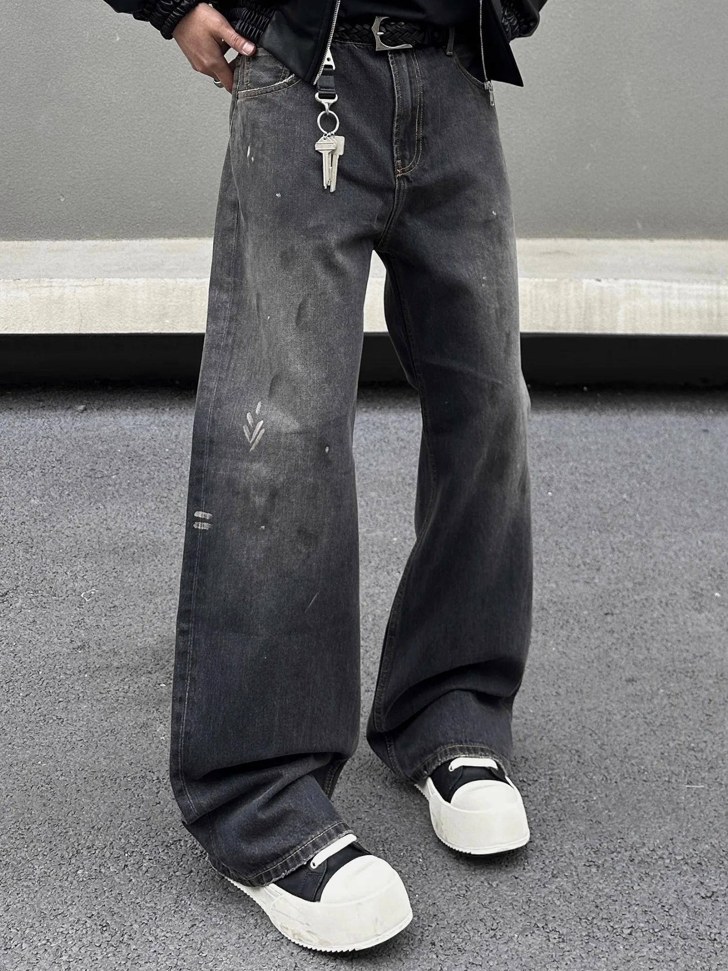 

Мужские джинсы в стиле ретро, американские, с эффектом кислотной стирки, свободного кроя, прямые, широкие штанины, повседневные, универсальные, длинные брюки