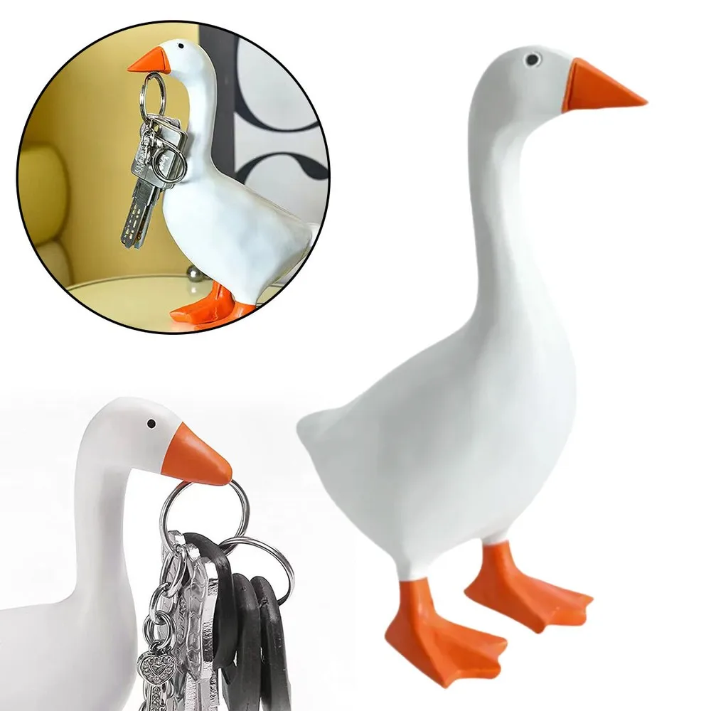 Cute Resin Magnetic Goose Key Holder Decorative Figurine Strong Magnet Home Entryway Organizer Housewarming Gift Keepsake