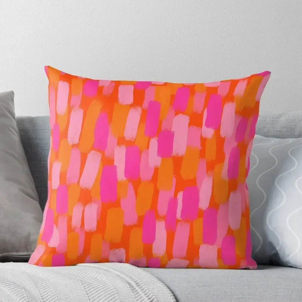 

Abstract, Pink and Orange, Paint Brush Effect Throw Pillow Covers For Sofas ornamental pillows for living room pillow