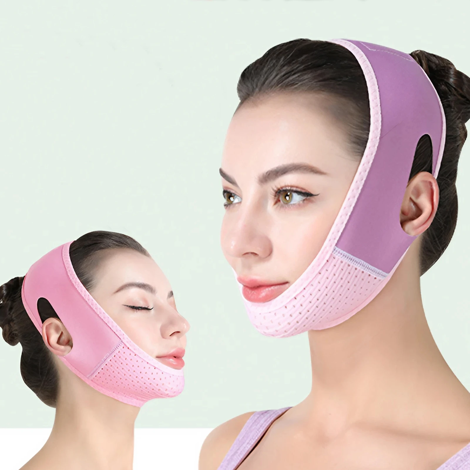 360 °   ยืด V-Line Face Lifting สายรัดผ้าพันคอ Ear Loop Design ลด Double Chin Lift เทป Skin Care ผลิตภัณฑ์ความงาม