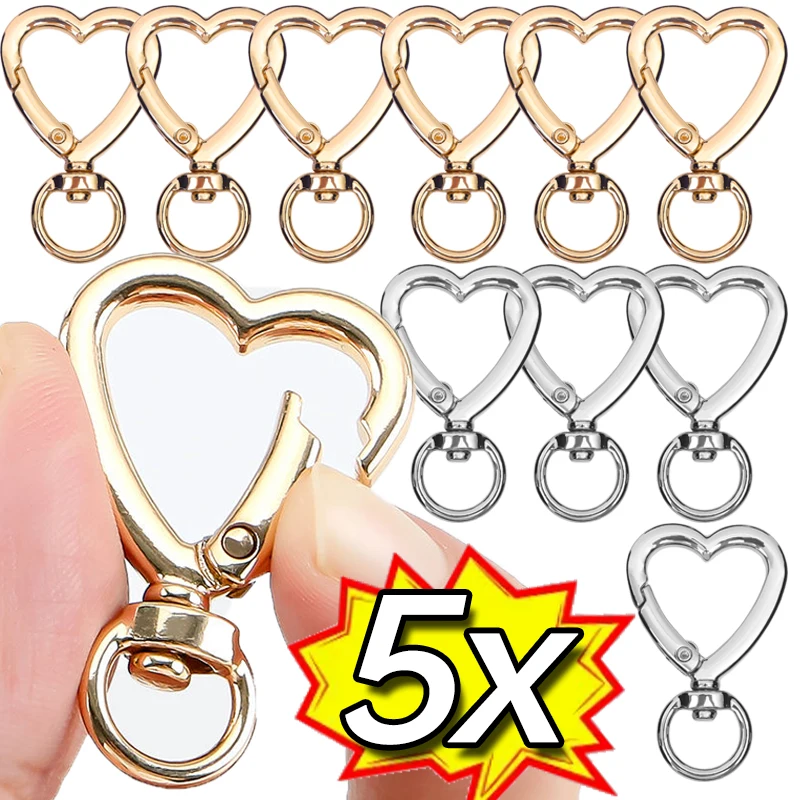 Heart Spring Gate Key Rings Openable Keychain DIY Bag Strap Dog Chain Buckles Snap Closure Clip Trigger Snap Hooks Accessories