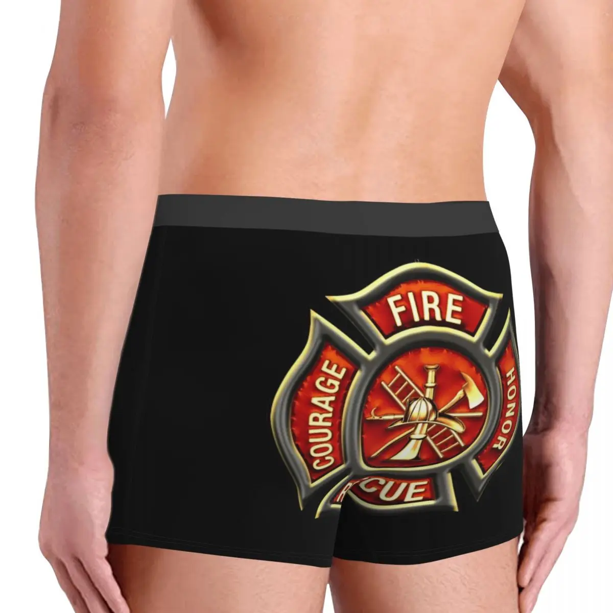 Men's Red Fire Department Badge Underwear, altamente respirável, alta qualidade, bombeiro, presentes de aniversário