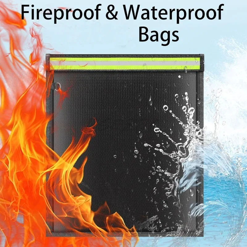 Shielded Signal File Bag Fire-resistant Waterproof Black Reflective Strip Storage File Bag