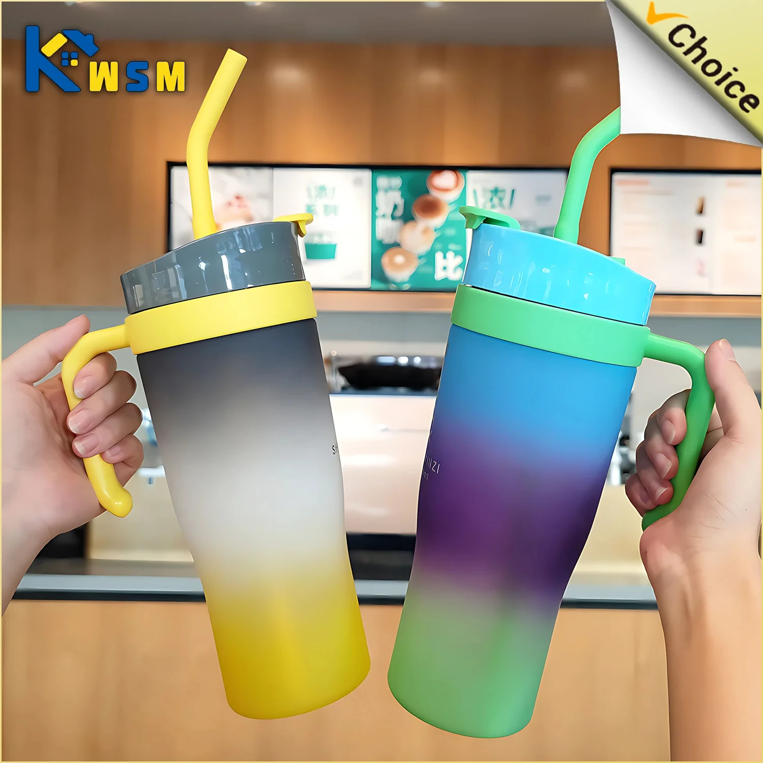 Gradient Large Capacity Sports Dazzle Colour Combination Hiking Mug - 1200ml Mug Water Bottle Cup