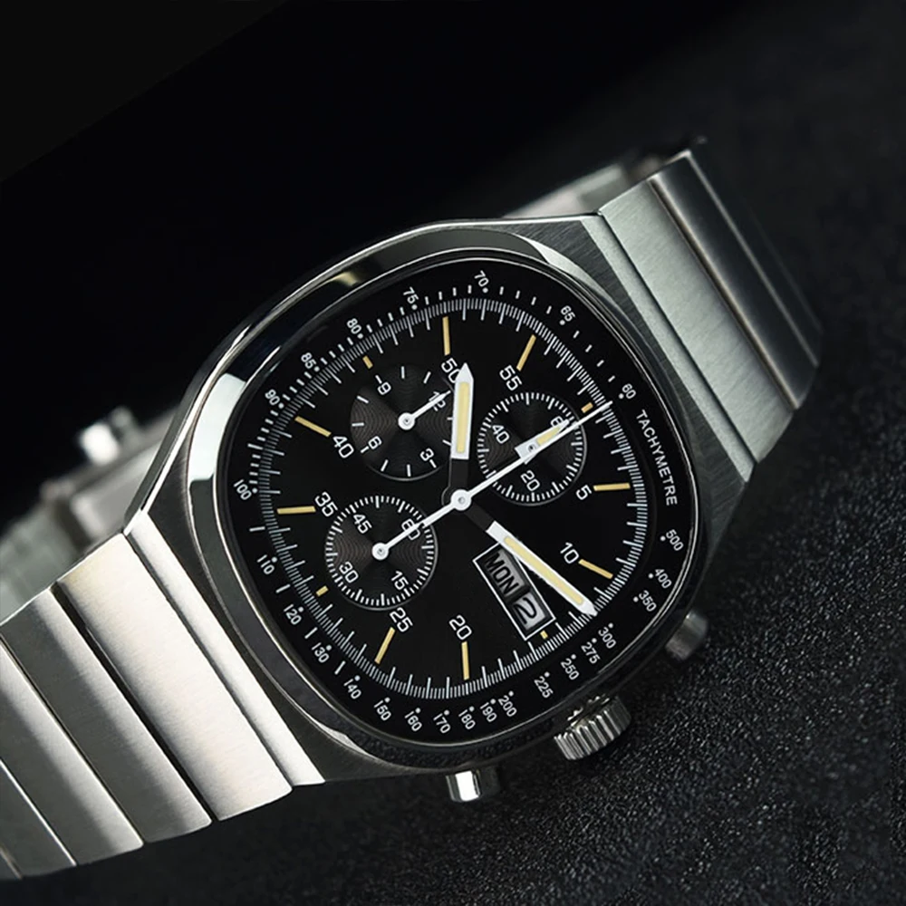 Hruodland 2025 New Fashion Men's TV Set Design Quartz Timing Watch Stainless Steel Night Light 5Bar Waterproof Gift Reloj Hombre