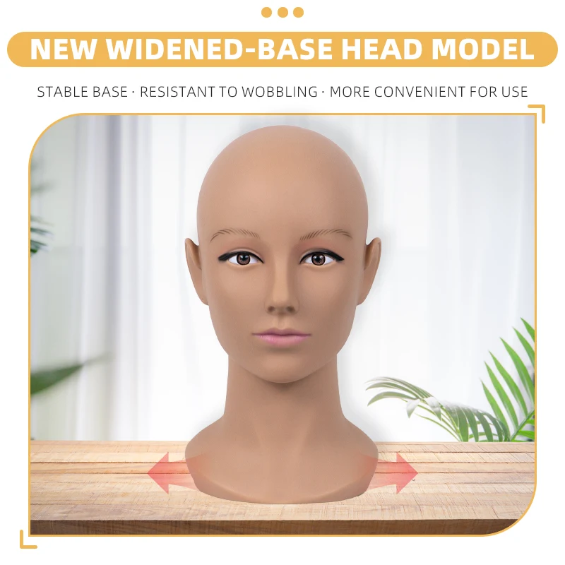 رأس أصلع نسائي من CHUAN SHANG يقلد البشرة الحقيقية، لمسة ناعمة، ملحقات قابلة لإدخال الدبوس، قبعة، رأس عارضة أزياء لعرض الشعر المستعار