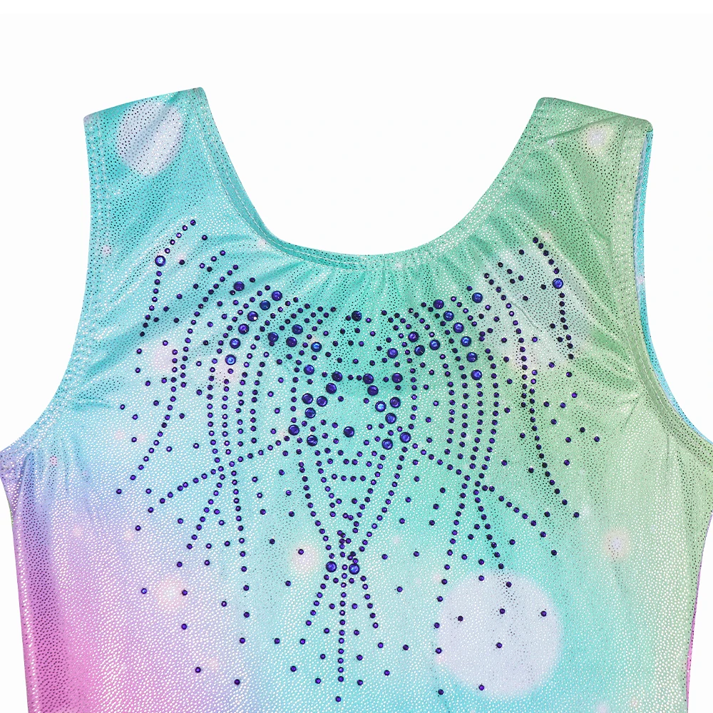 Gymnastics Leotards for Girls with Shorts Rainbow Star Tumbling Bodysuits Toddler Kids Sparkly Dance Outfits Biketard