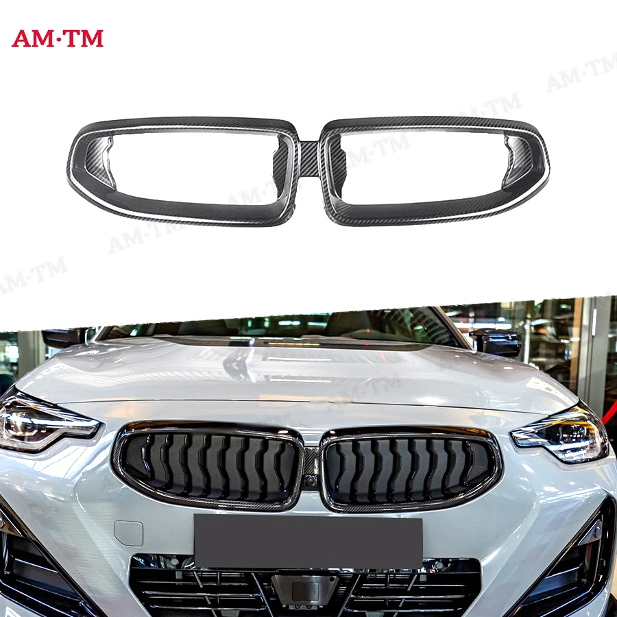 

Сухое углеродное волокно для BMW 2 серии G42 M240 2021 + автомобильный передний бампер, решетка, рамка, крышка, подходит для кузова