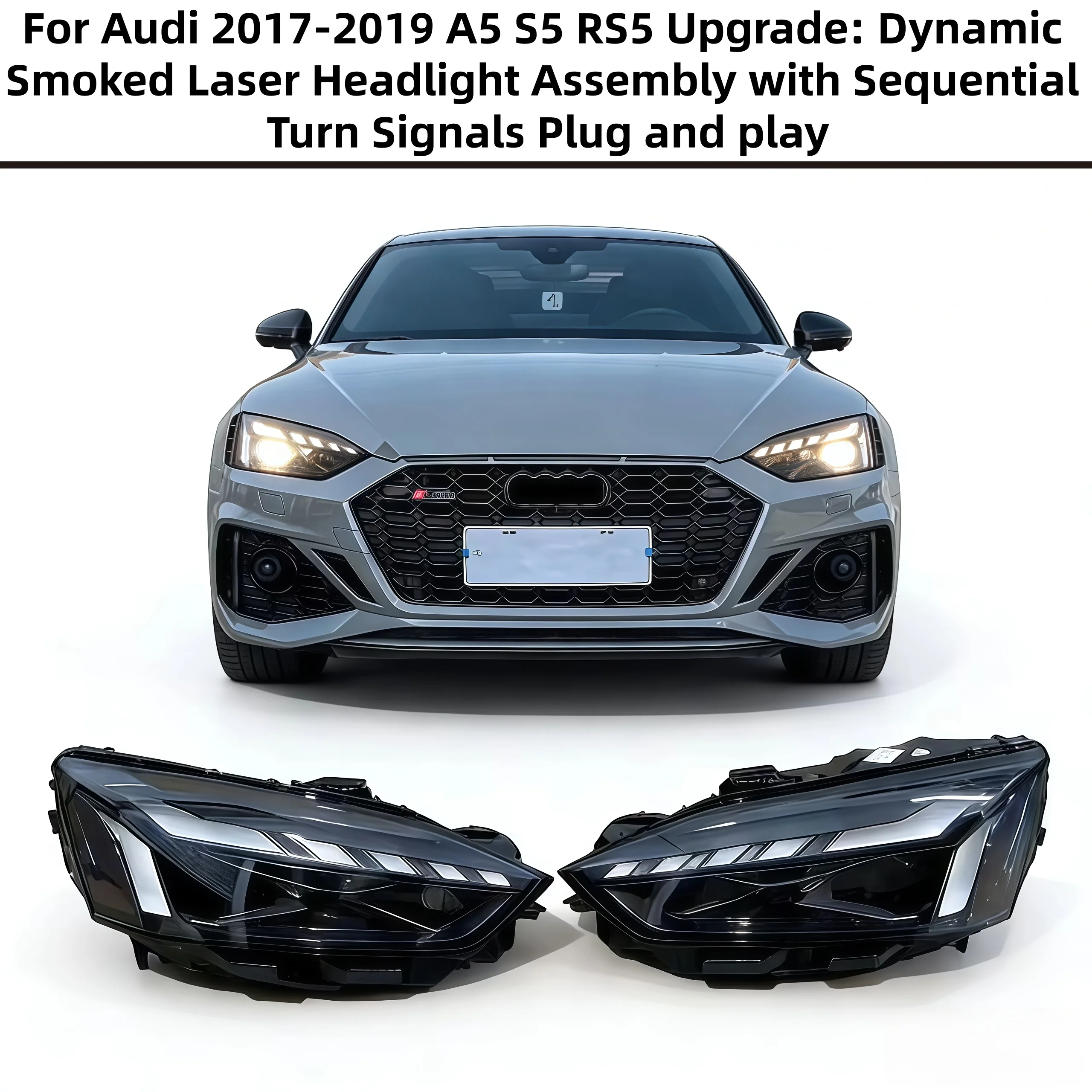 

Для Audi 2017-2019 A5 S5 RS5 автомобильные аксессуары модернизированное динамическое рулевое управление черная лазерная фара в сборе plug and play