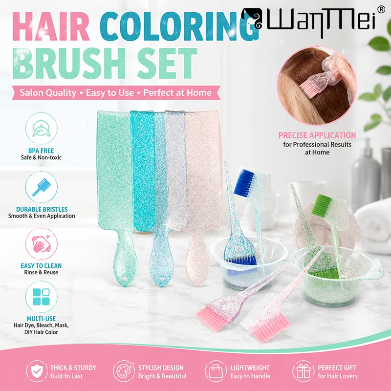 4pcs/set Hair Coloring Brush Set Professional Salon Hair Dye Applicator Kit With Bowl Board Home DIY Bleach Hair Styling Tools